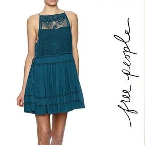 $ Free People Women's Free People Crochet Emily Dress Teal - New Above knee XS